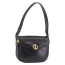 GUCCI Hand Bag Leather Black Gold Auth gh2167-1