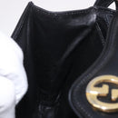 GUCCI Hand Bag Leather Black Gold Auth gh2167-19