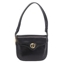 GUCCI Hand Bag Leather Black Gold Auth gh2167-2