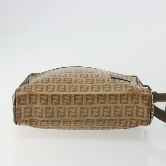 FENDI Zucchino Canvas Shoulder Bag Coated Canvas Beige Auth gh2168
