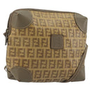 FENDI Zucchino Canvas Shoulder Bag Coated Canvas Beige Auth gh2169-1
