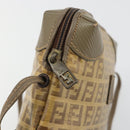 FENDI Zucchino Canvas Shoulder Bag Coated Canvas Beige Auth gh2169-10