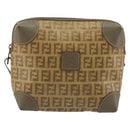 FENDI Zucchino Canvas Shoulder Bag Coated Canvas Beige Auth gh2169-13
