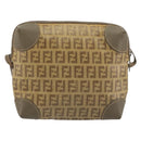 FENDI Zucchino Canvas Shoulder Bag Coated Canvas Beige Auth gh2169-2