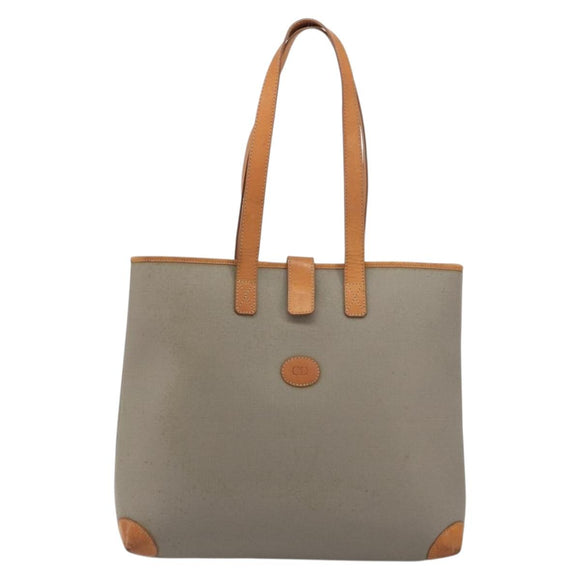 Christian Dior Tote Bag PVC Canvas Gray Gold Auth gh2170