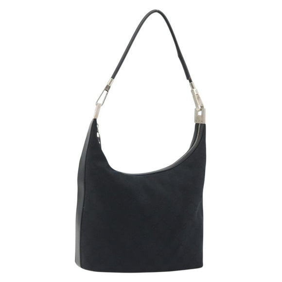 GUCCI GG Canvas Shoulder Bag Black Silver 001 3814 3754 Auth gh2173