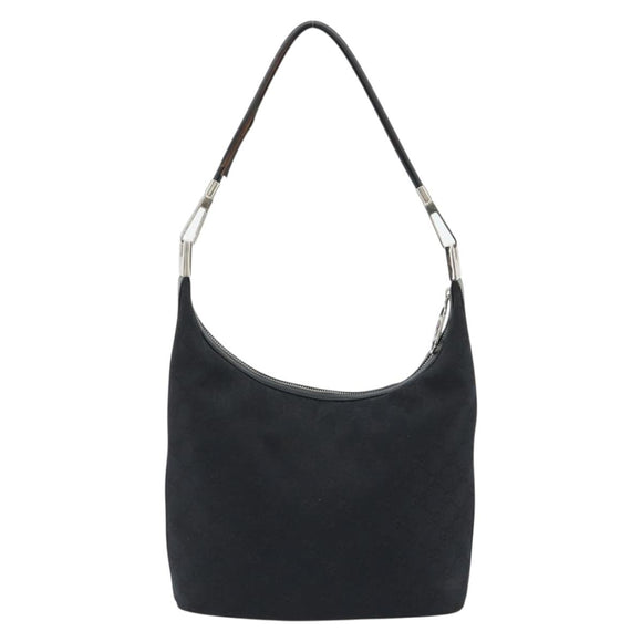 GUCCI GG Canvas Shoulder Bag Black Silver 001 3814 3754 Auth gh2173