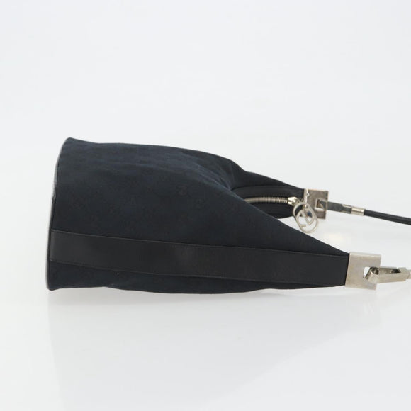 GUCCI GG Canvas Shoulder Bag Black Silver 001 3814 3754 Auth gh2173