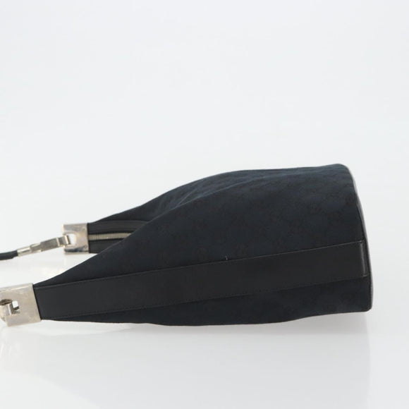 GUCCI GG Canvas Shoulder Bag Black Silver 001 3814 3754 Auth gh2173