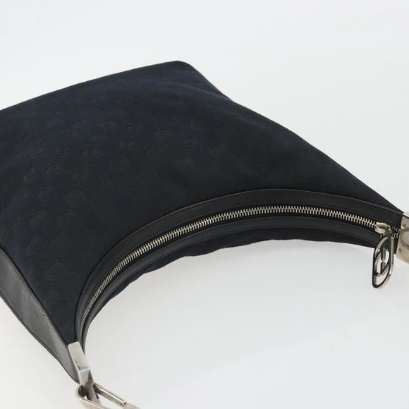 GUCCI GG Canvas Shoulder Bag Black Silver 001 3814 3754 Auth gh2173