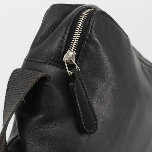 GUCCI Shoulder Bag Leather Black Silver Auth gh2174