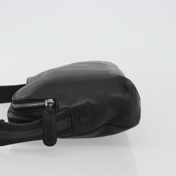 GUCCI Shoulder Bag Leather Black Silver Auth gh2174