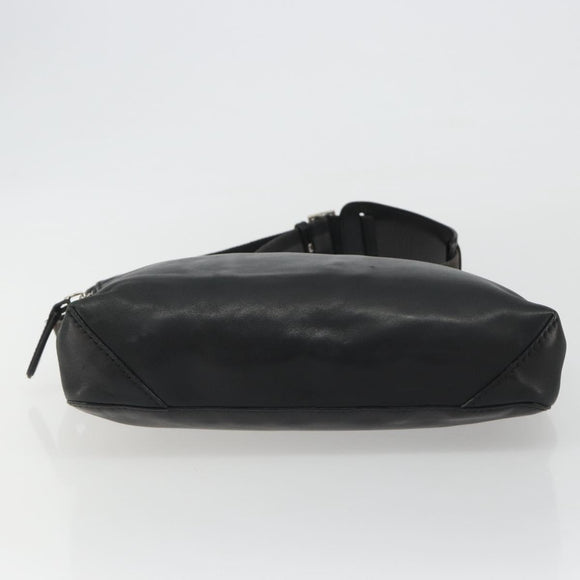 GUCCI Shoulder Bag Leather Black Silver Auth gh2174