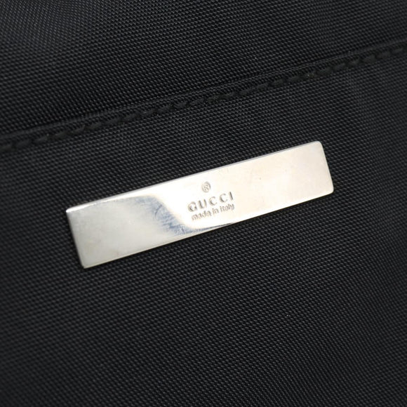 GUCCI Boston Bag Canvas Black Silver Auth gh2175
