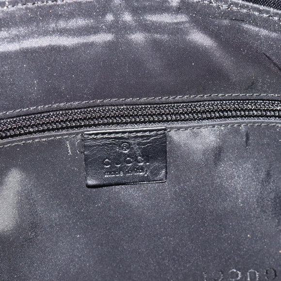 GUCCI Boston Bag Canvas Black Silver Auth gh2175