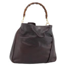 GUCCI Bamboo Shoulder Bag Leather 2way Brown Gold 001 1577 2615 Auth gh2176-1