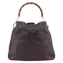 GUCCI Bamboo Shoulder Bag Leather 2way Brown Gold 001 1577 2615 Auth gh2176-13
