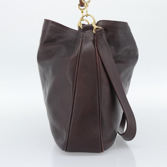 GUCCI Bamboo Shoulder Bag Leather 2way Brown Gold 001 1577 2615 Auth gh2176