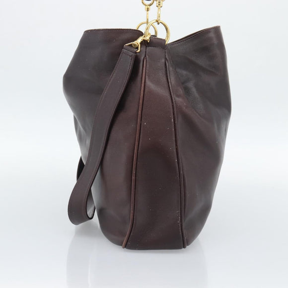 GUCCI Bamboo Shoulder Bag Leather 2way Brown Gold 001 1577 2615 Auth gh2176