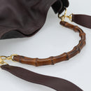 GUCCI Bamboo Shoulder Bag Leather 2way Brown Gold 001 1577 2615 Auth gh2176-7