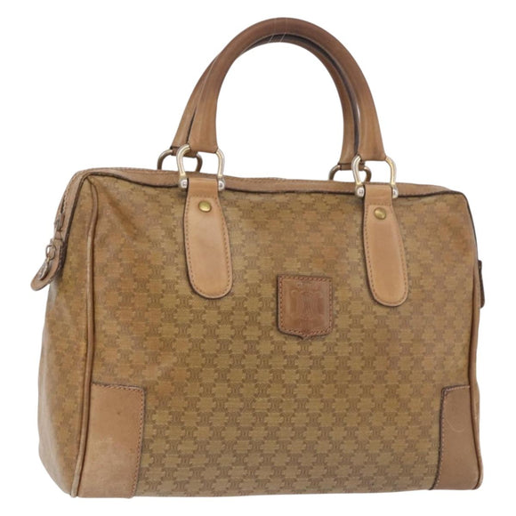 CELINE Macadam Canvas Hand Bag PVC Beige Gold Auth gh2177