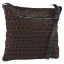 FENDI Zucchino Canvas Shoulder Bag Brown Auth gh2178-1