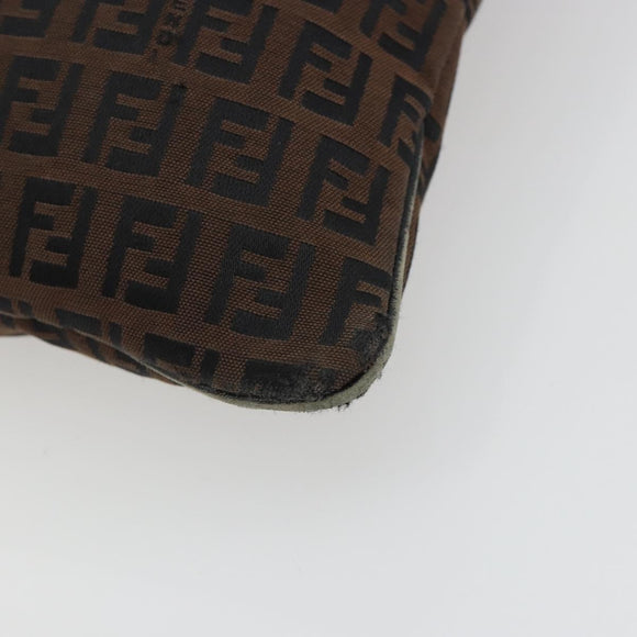 FENDI Zucchino Canvas Shoulder Bag Brown Auth gh2178