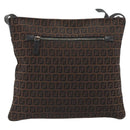 FENDI Zucchino Canvas Shoulder Bag Brown Auth gh2178-2