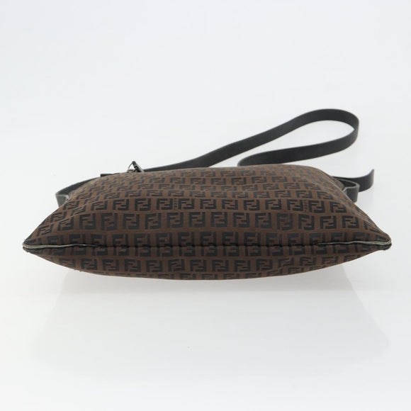 FENDI Zucchino Canvas Shoulder Bag Brown Auth gh2178