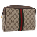 GUCCI GG Supreme Web Sherry Line Clutch Bag PVC Beige Red 89 01 012 Auth gh2182-1