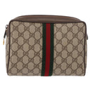 GUCCI GG Supreme Web Sherry Line Clutch Bag PVC Beige Red 89 01 012 Auth gh2182-13