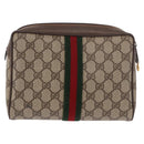 GUCCI GG Supreme Web Sherry Line Clutch Bag PVC Beige Red 89 01 012 Auth gh2182-2