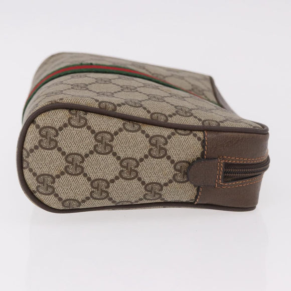 GUCCI GG Supreme Web Sherry Line Clutch Bag PVC Beige Red 89 01 012 Auth gh2182