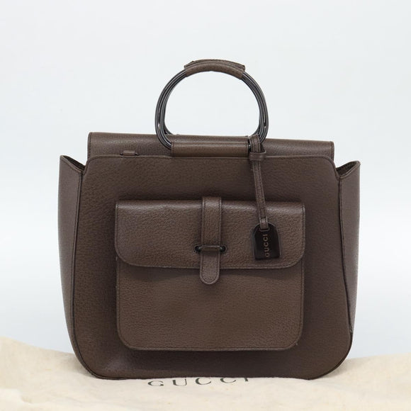 GUCCI Hand Bag Leather Brown 000 2058 0307 Auth gh2184