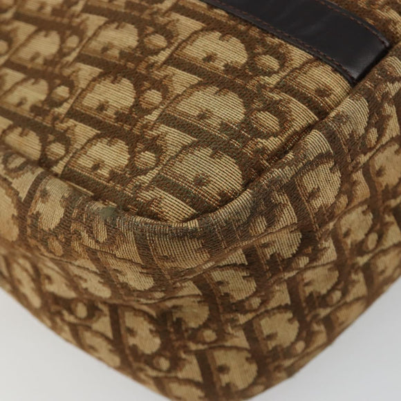 Christian Dior Trotter Canvas Hand Bag Brown Gold Auth gh2185
