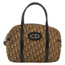 Christian Dior Trotter Canvas Hand Bag Brown Gold Auth gh2185-13