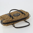 Christian Dior Trotter Canvas Hand Bag Brown Gold Auth gh2185-6
