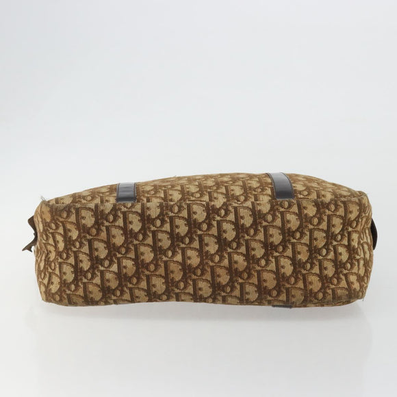 Christian Dior Trotter Canvas Hand Bag Brown Gold Auth gh2185