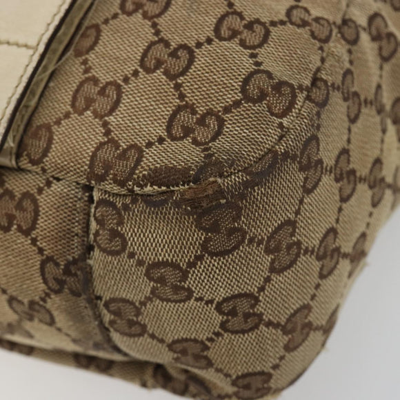 GUCCI GG Canvas Shoulder Bag Beige Silver 145859 Auth gh2186