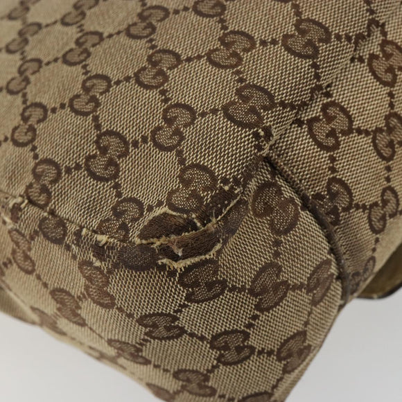 GUCCI GG Canvas Shoulder Bag Beige Silver 145859 Auth gh2186