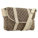 GUCCI GG Canvas Shoulder Bag Beige Silver 145859 Auth gh2186-1