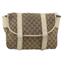 GUCCI GG Canvas Shoulder Bag Beige Silver 145859 Auth gh2186-13