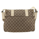 GUCCI GG Canvas Shoulder Bag Beige Silver 145859 Auth gh2186-2