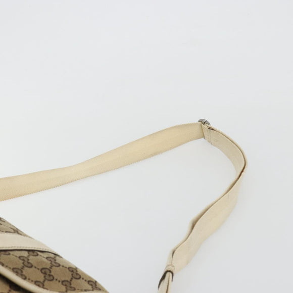 GUCCI GG Canvas Shoulder Bag Beige Silver 145859 Auth gh2186