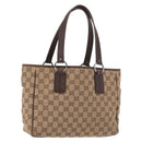 GUCCI GG Canvas Hand Bag Beige Silver 113019 Auth gh2187-1