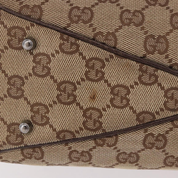 GUCCI GG Canvas Hand Bag Beige Silver 113019 Auth gh2187