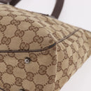 GUCCI GG Canvas Hand Bag Beige Silver 113019 Auth gh2187-15