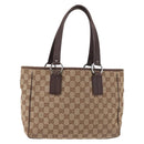 GUCCI GG Canvas Hand Bag Beige Silver 113019 Auth gh2187-13