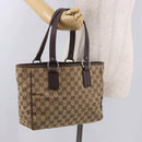GUCCI GG Canvas Hand Bag Beige Silver 113019 Auth gh2187-22