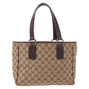 GUCCI GG Canvas Hand Bag Beige Silver 113019 Auth gh2187-2
